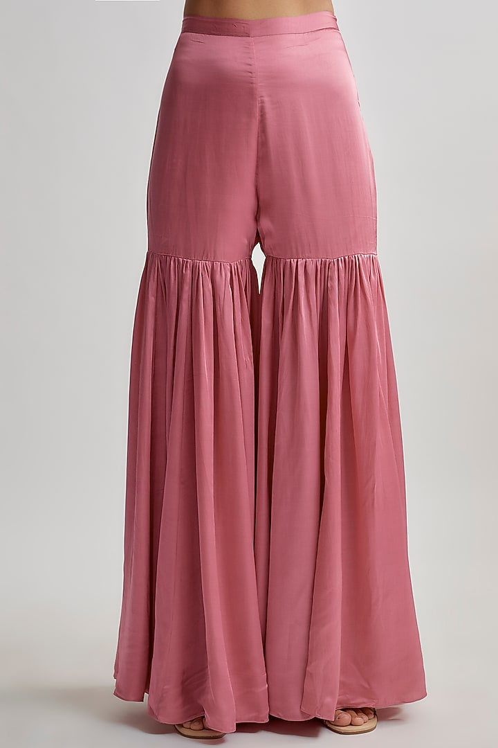 Pink Viscose Silk Embroidered Kurta Set by One not two at Pernia's Pop Up Shop