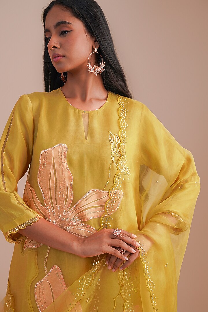 Daffodil Silk Organza Sequins Embroidered Dupatta by One not two at Pernia's Pop Up Shop