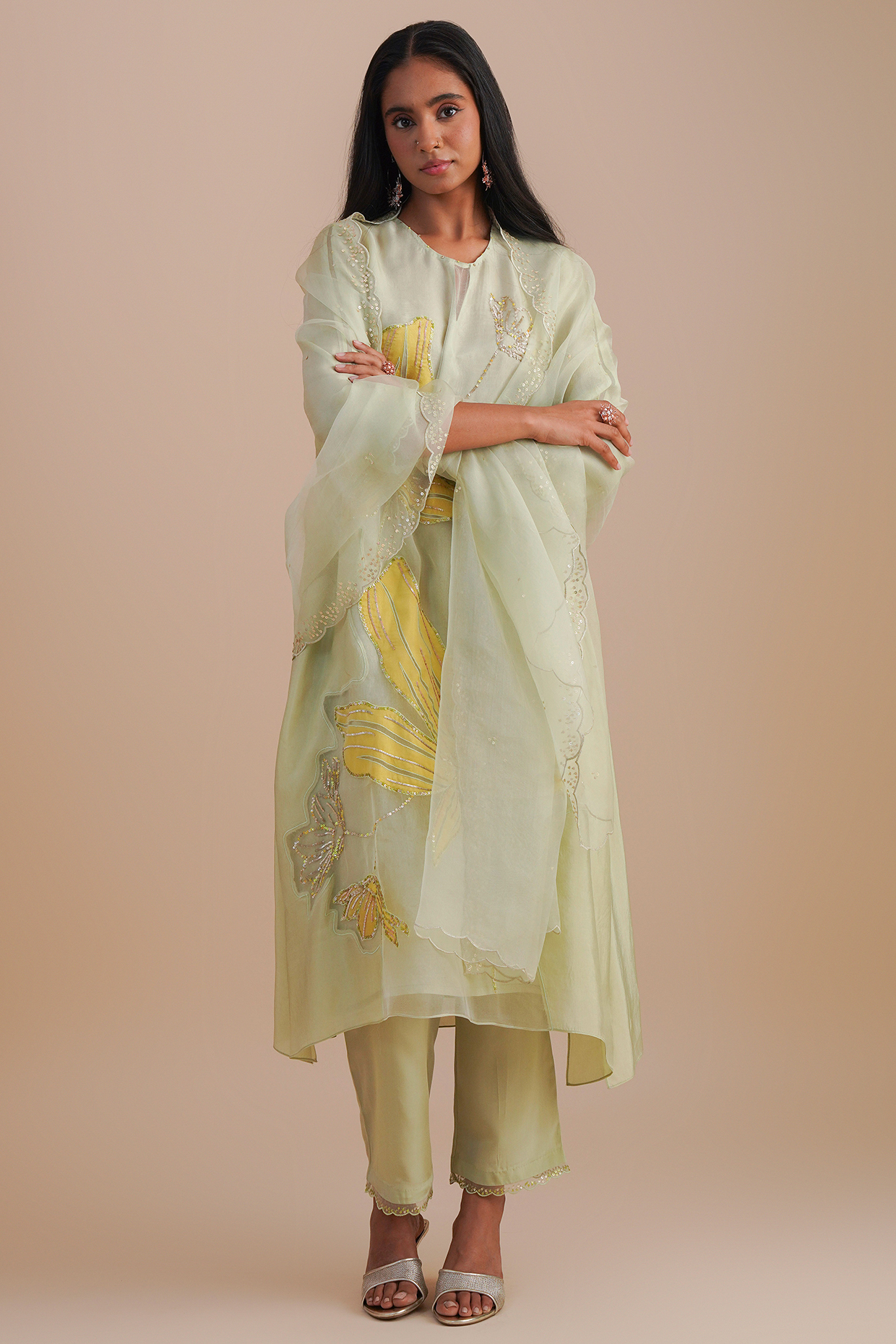 Mist Silk Organza Sequins Embroidered Dupatta by One not two at Pernia's Pop Up Shop