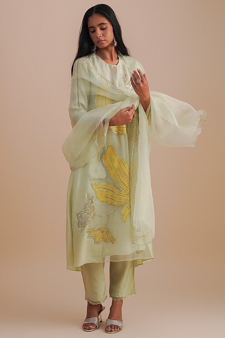 Mist Silk Organza Sequins Embroidered Dupatta by One not two at Pernia's Pop Up Shop