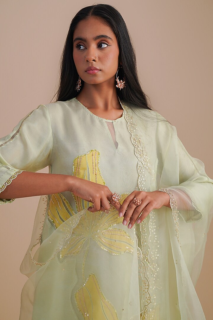 Mist Silk Organza Sequins Embroidered Dupatta by One not two at Pernia's Pop Up Shop