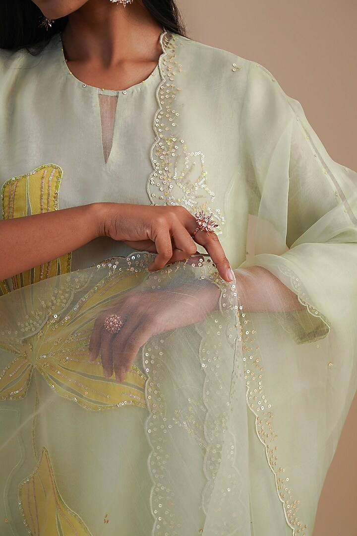 Mist Silk Organza Sequins Embroidered Dupatta by One not two at Pernia's Pop Up Shop