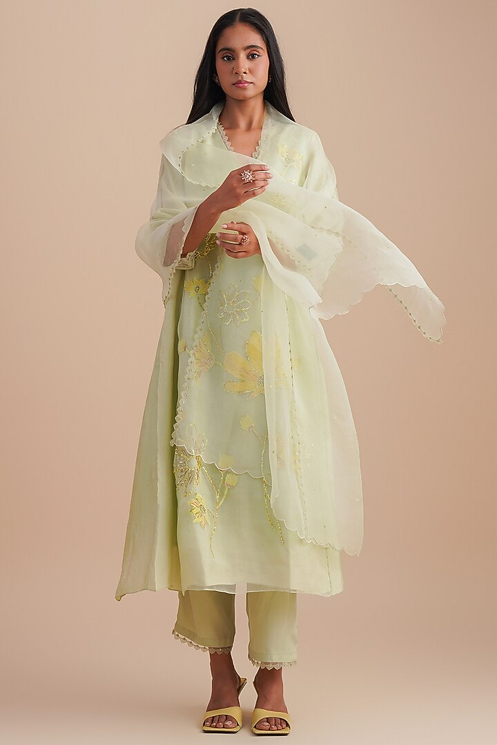 Mist Silk Organza Sequins Embroidered Dupatta by One not two at Pernia's Pop Up Shop