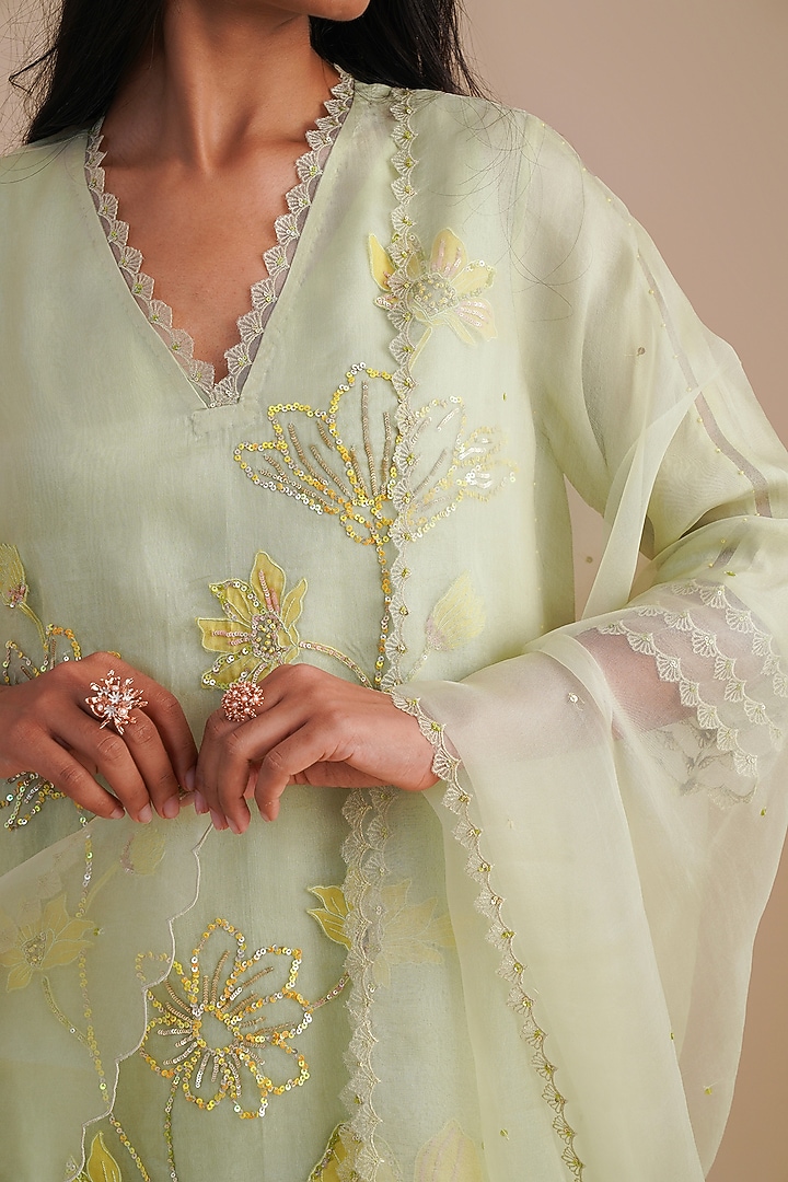 Mist Silk Organza Sequins Embroidered Dupatta by One not two at Pernia's Pop Up Shop