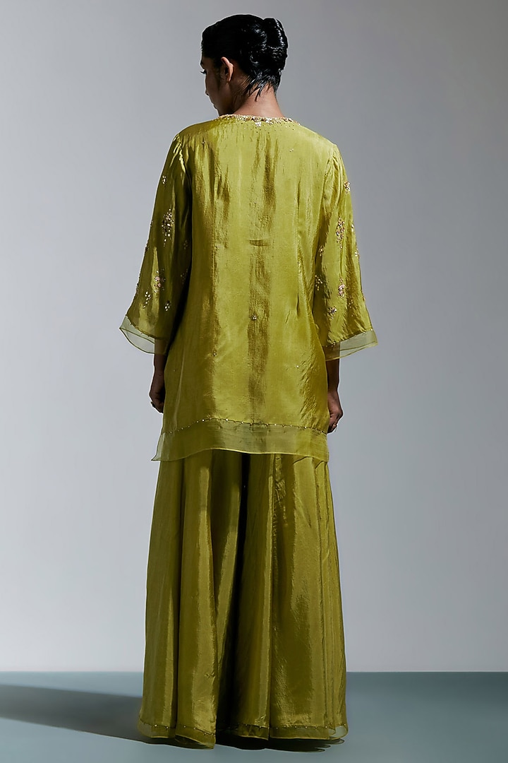 Heena Green Silk Wedding Sharara Set by One not two at Pernia's Pop Up Shop