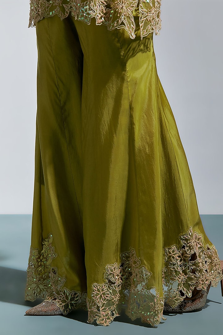 Heena Green Silk Wedding Sharara Set by One not two at Pernia's Pop Up Shop