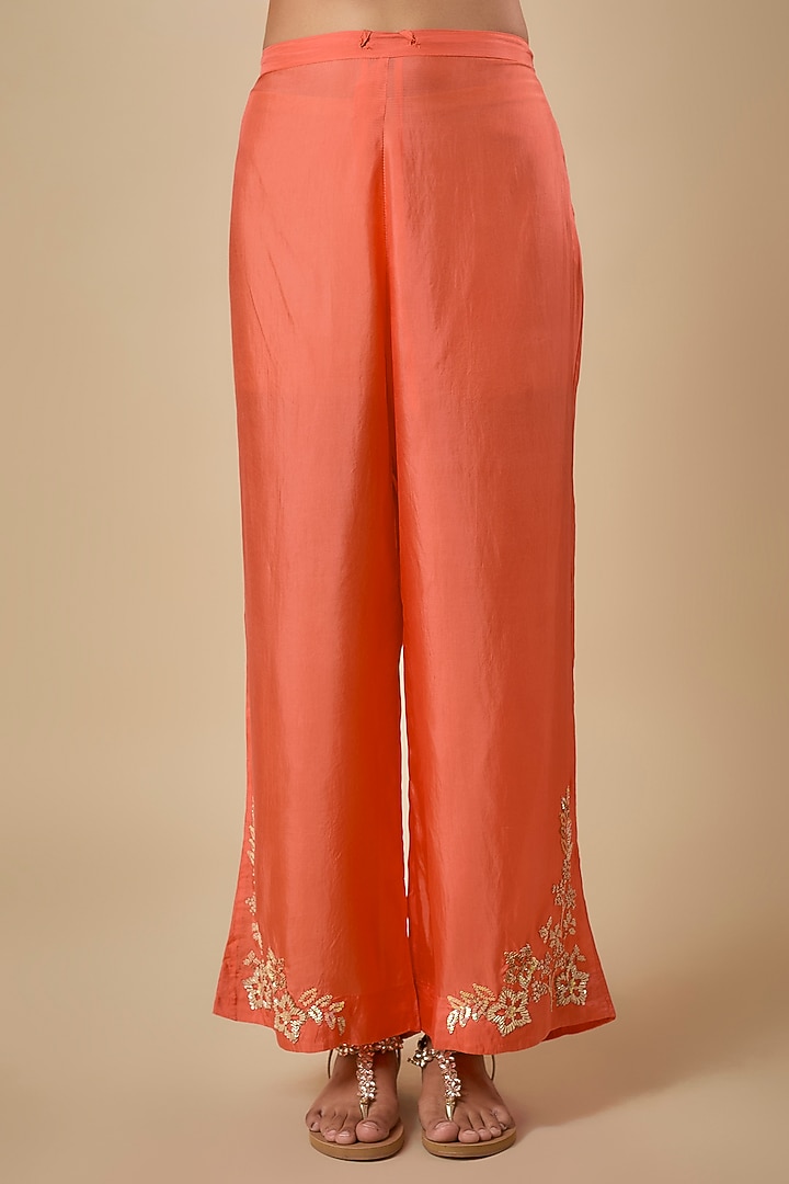 Vermillion Silk Kurta Set by One not two at Pernia's Pop Up Shop