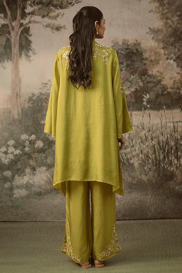 Heena Green Silk Thread Work Co-Ord Set by One not two at Pernia's Pop Up Shop
