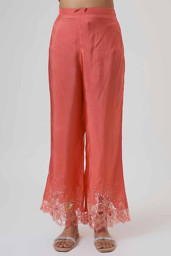 Vermillion Silk Kurta Set by One not two at Pernia's Pop Up Shop