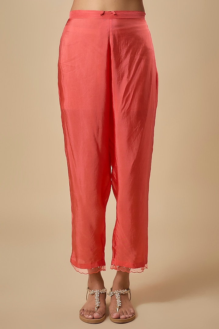 Vermillion Silk Kurta Set by One not two at Pernia's Pop Up Shop