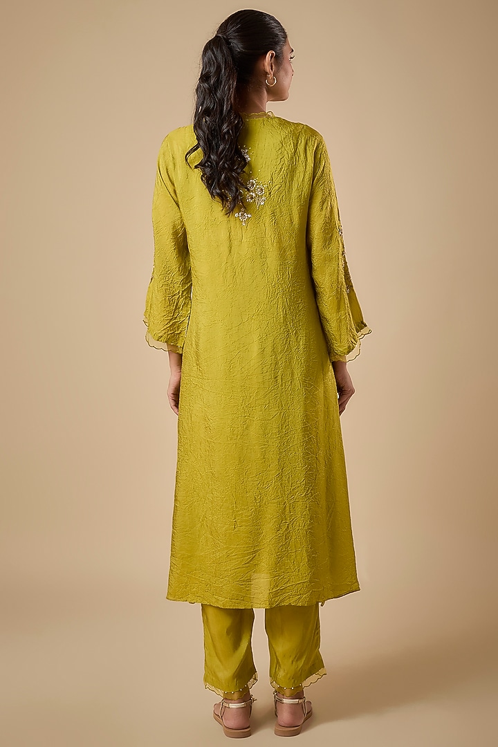 Heena Green Silk Kurta Set by One not two at Pernia's Pop Up Shop