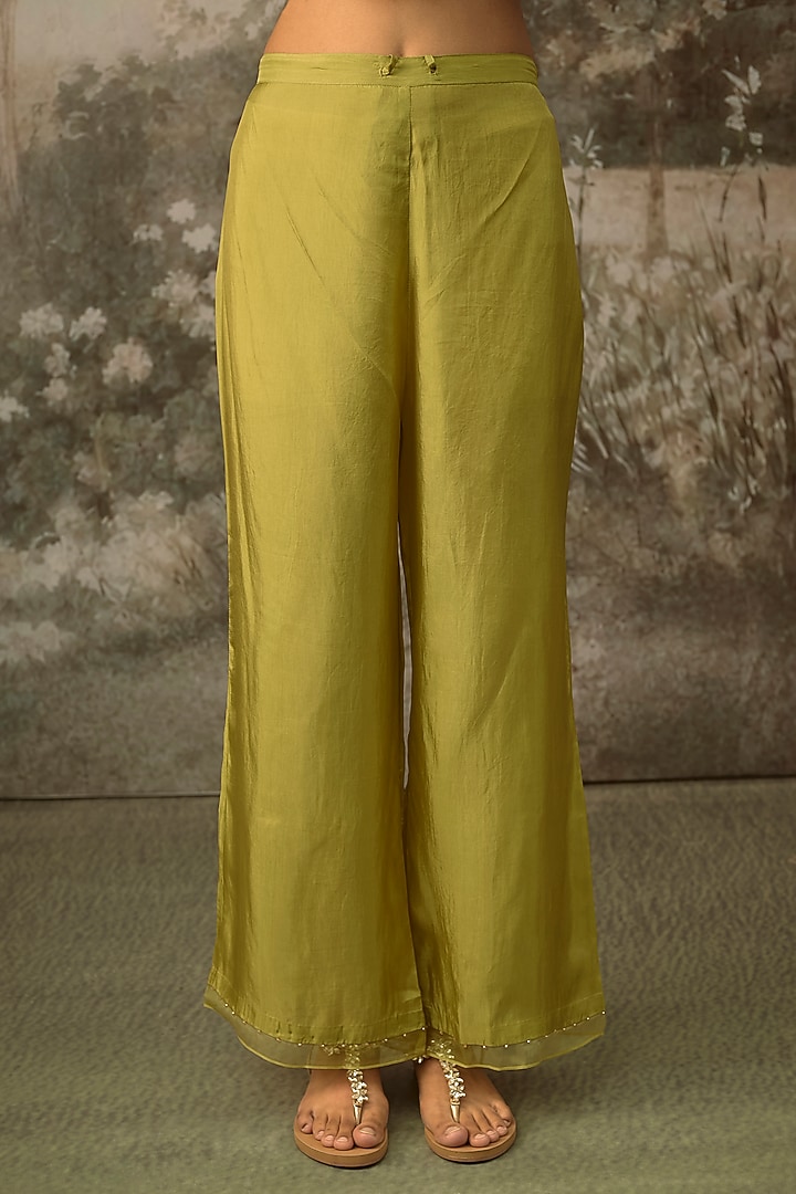 Heena Green Silk Embroidered Co-Ord Set by One not two at Pernia's Pop Up Shop
