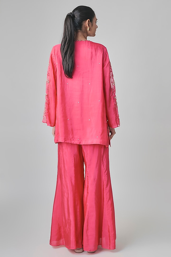 Raspberry Silk Wedding Sharara Set by One not two at Pernia's Pop Up Shop
