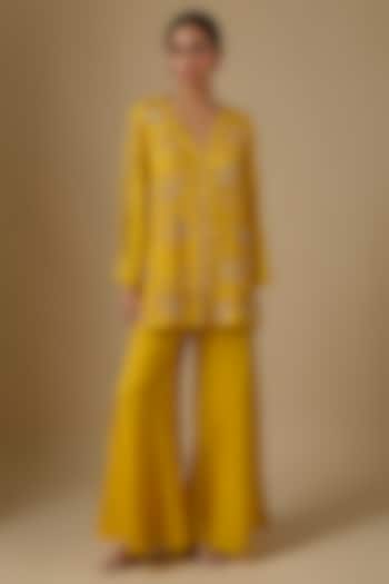 Amber Yellow Silk Wedding Sharara Set by One not two at Pernia's Pop Up Shop