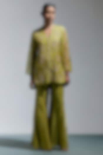 Heena Green Silk Wedding Sharara Set by One not two at Pernia's Pop Up Shop