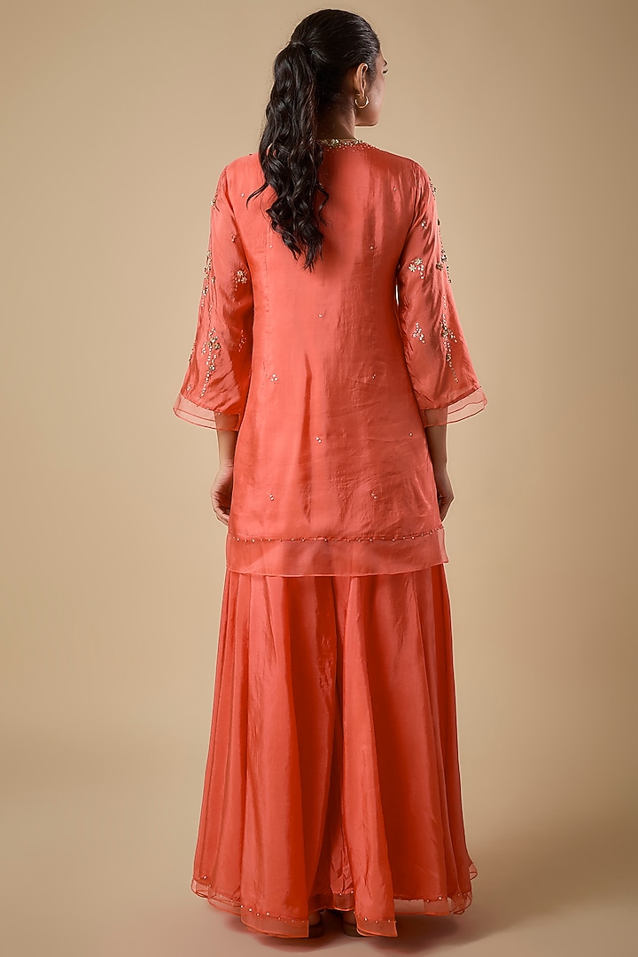 Vermillion Silk Wedding Sharara Set by One not two at Pernia's Pop Up Shop