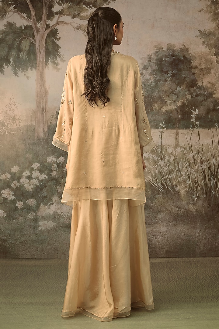 Shell-Colored Silk Wedding Sharara Set by One not two at Pernia's Pop Up Shop