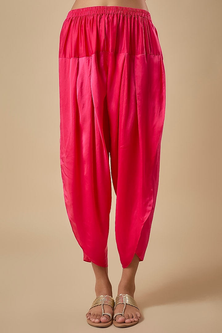 Raspberry Silk Kurta Set by One not two at Pernia's Pop Up Shop