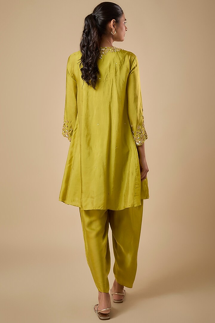 Heena Green Silk Kurta Set by One not two at Pernia's Pop Up Shop