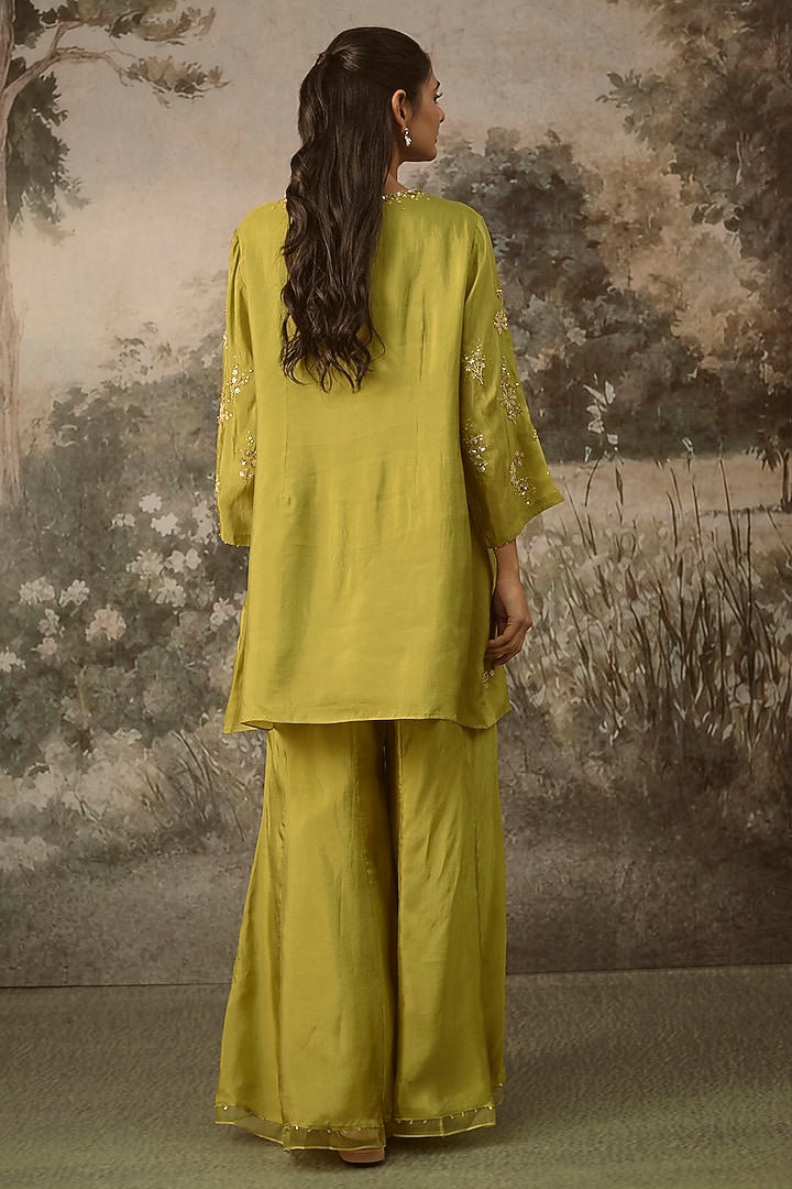 Heena Green Silk Wedding Sharara Set by One not two at Pernia's Pop Up Shop
