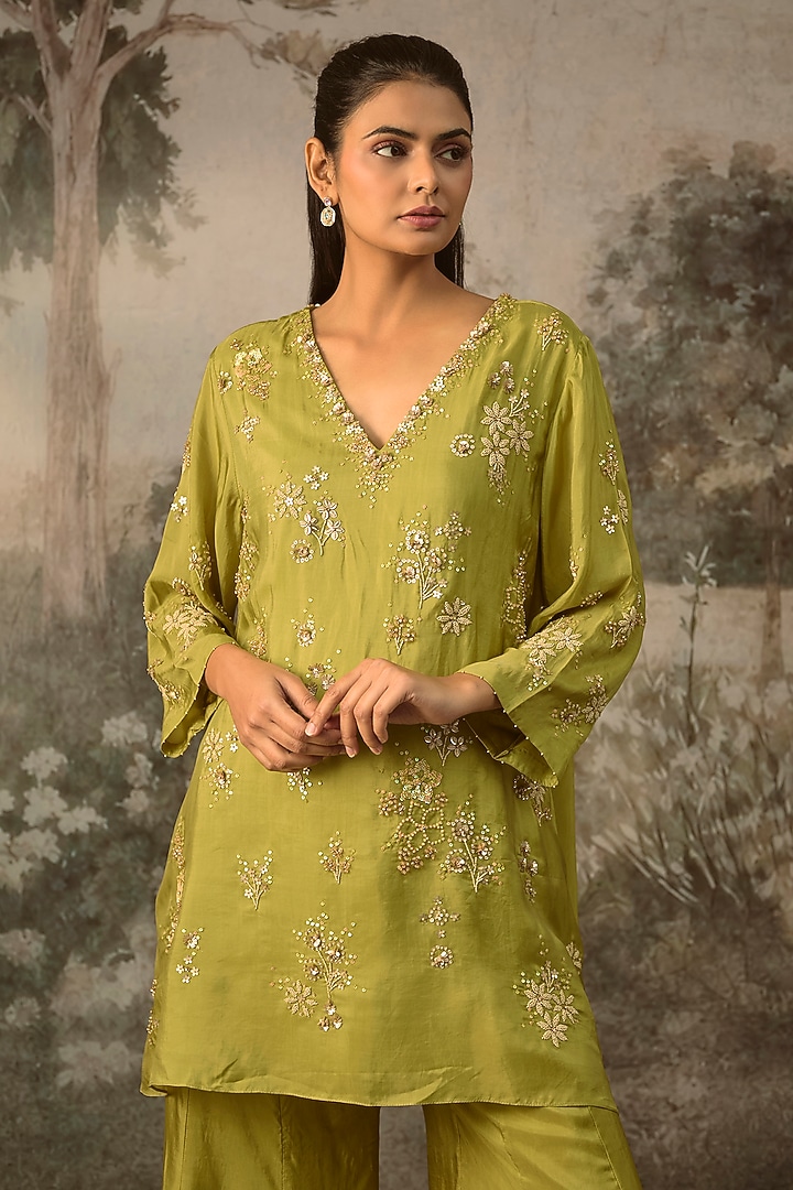 Heena Green Silk Wedding Sharara Set by One not two at Pernia's Pop Up Shop