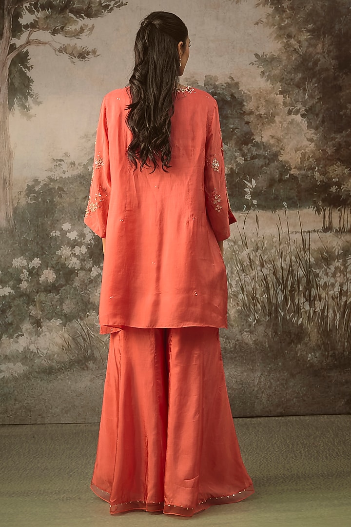 Vermillion Silk Wedding Sharara Set by One not two at Pernia's Pop Up Shop