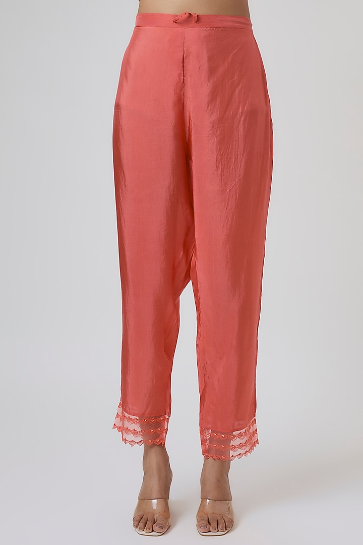 Vermillion Silk Kurta Set by One not two at Pernia's Pop Up Shop