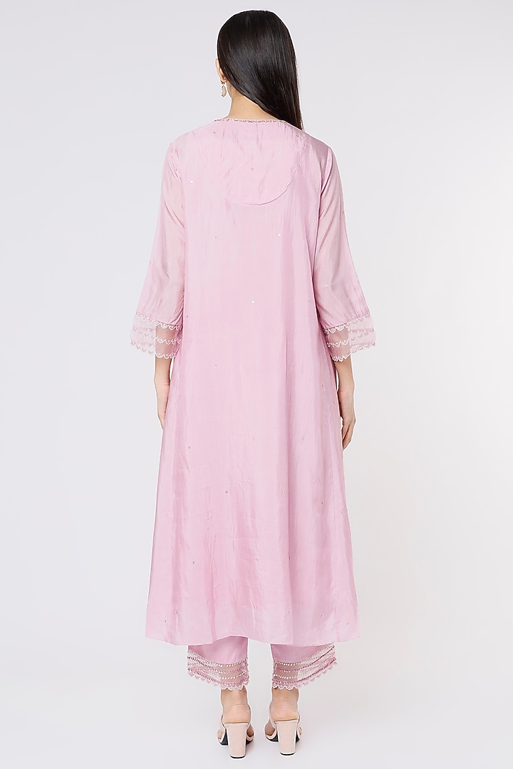 Lilac Sequins Embroidered Paneled A-Line Kurta by One not two at Pernia's Pop Up Shop