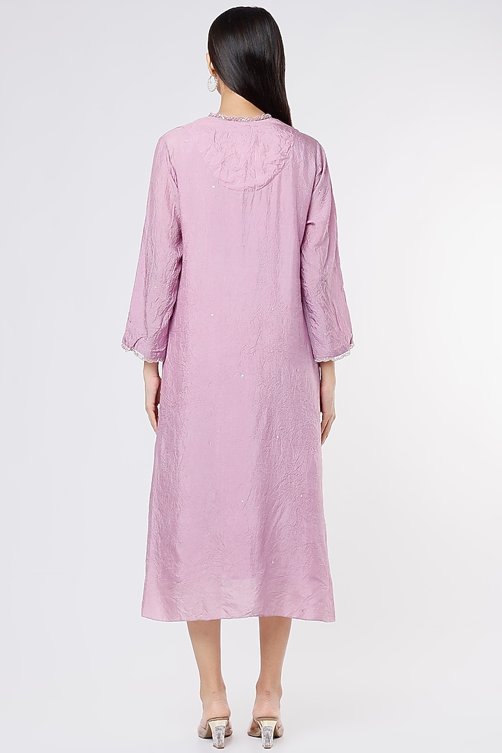Lavender Viscose Silk Crushed A-Line Kurta by One not two at Pernia's Pop Up Shop