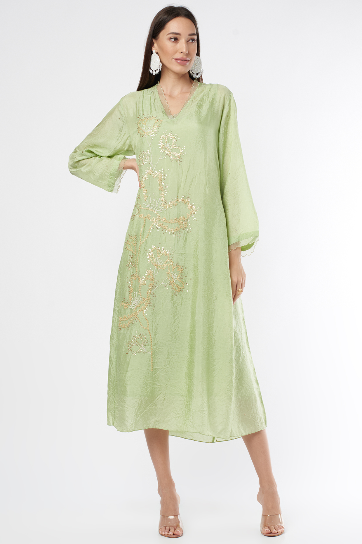 Mint Embroidered Kurta by One not two at Pernia's Pop Up Shop