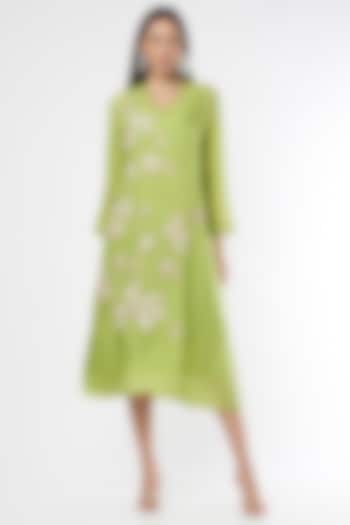 Pear Green Embroidered A-Line Kurta by One not two