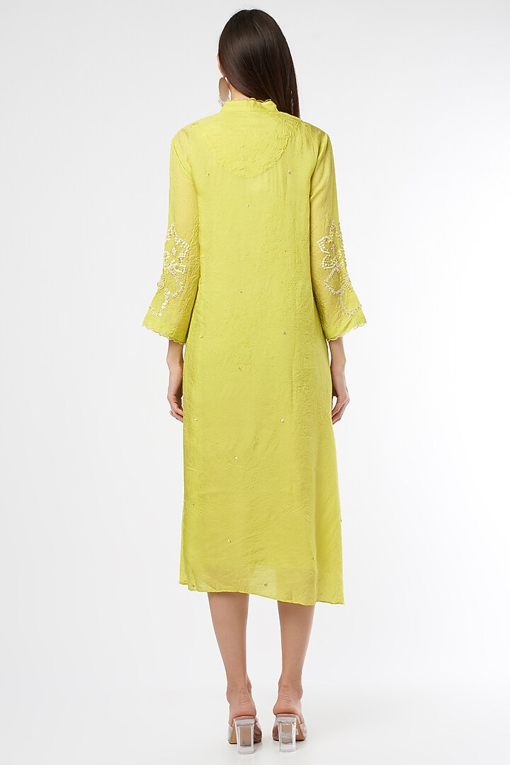 Mustard Floral Embroidered Kurta by One not two at Pernia's Pop Up Shop