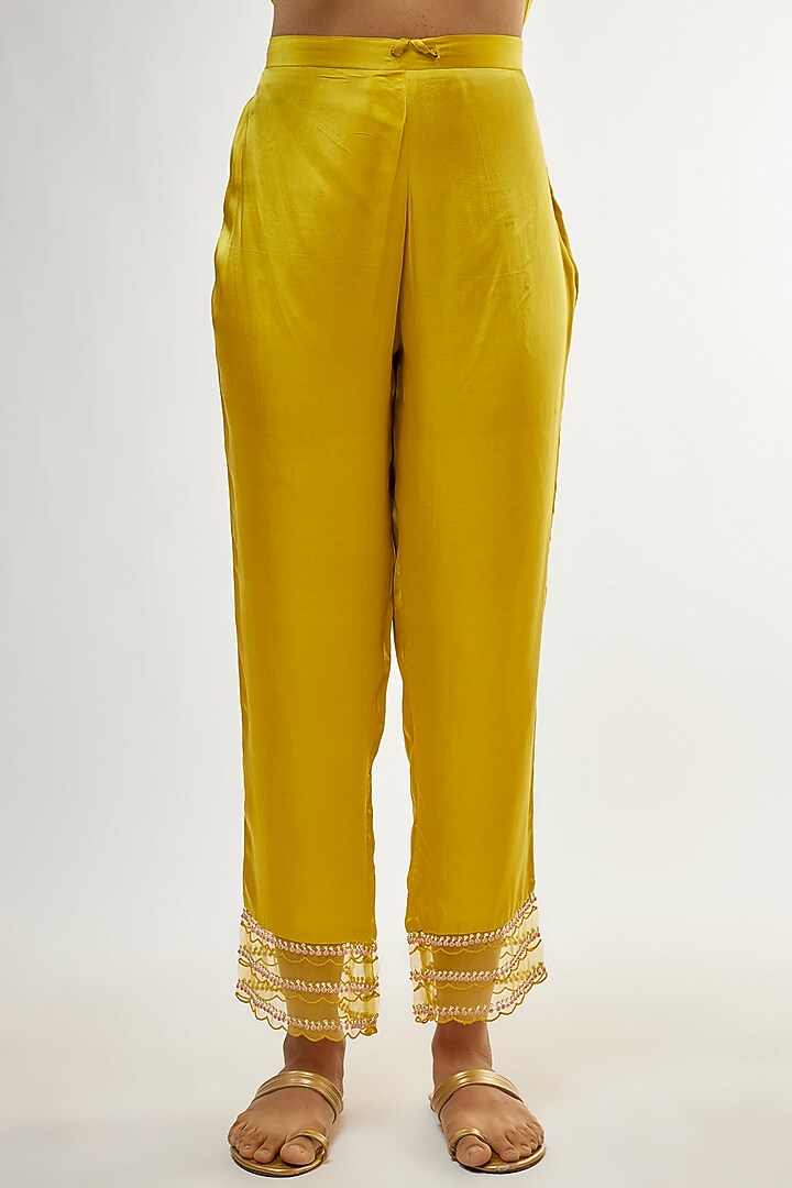 Citrine Silk Sequins Embroidered Kurta Set by One not two at Pernia's Pop Up Shop