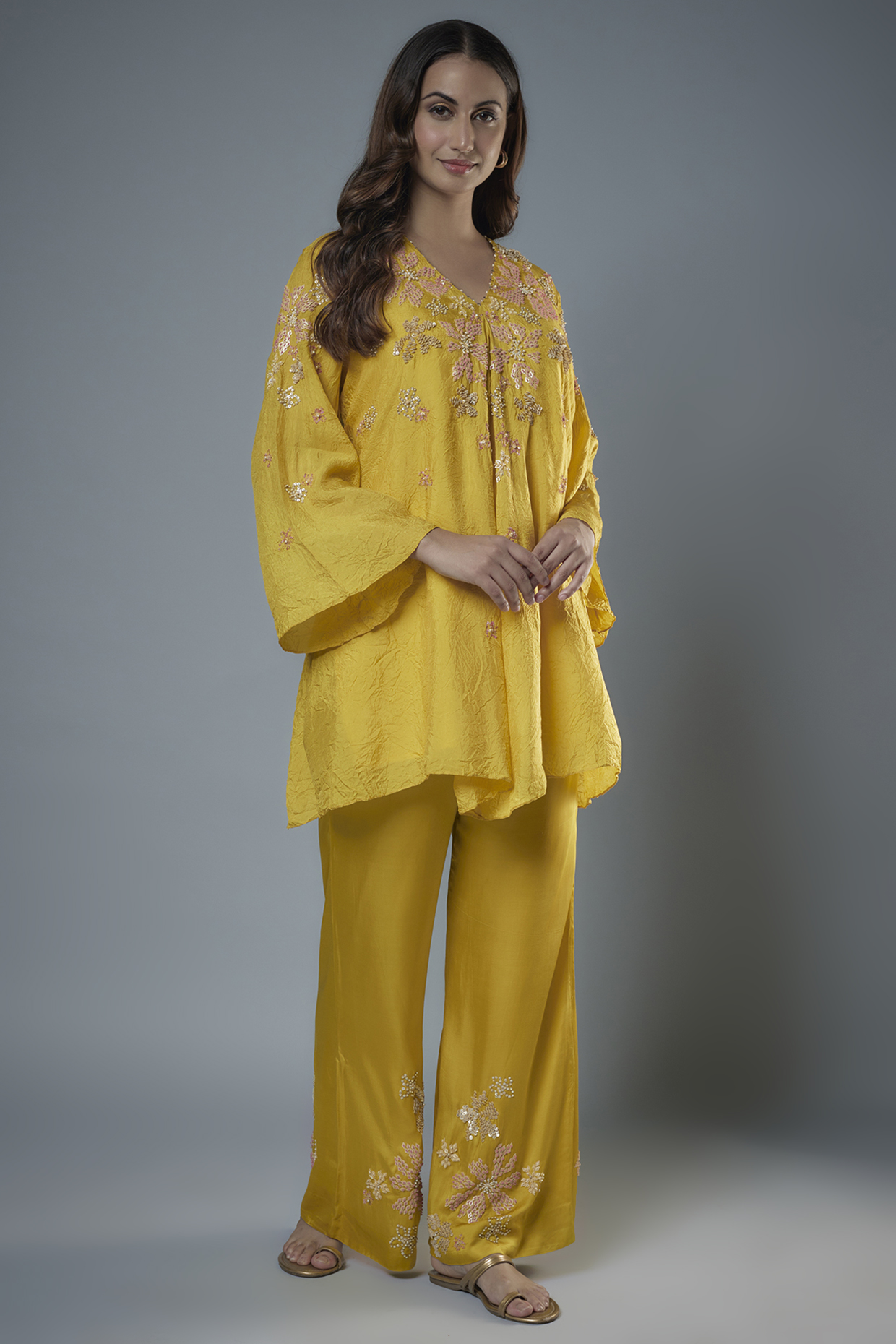 Mango Viscose Silk Hand Embroidered Tunic Set by One not two at Pernia's Pop Up Shop
