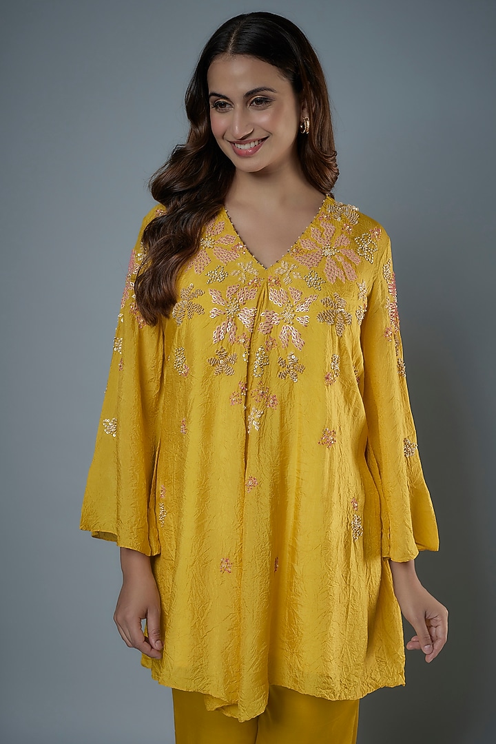 Mango Viscose Silk Hand Embroidered Tunic Set by One not two at Pernia's Pop Up Shop