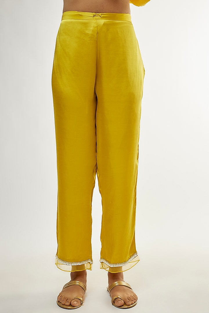 Mango Yellow Silk Sequins Embroidered Kurta Set by One not two at Pernia's Pop Up Shop