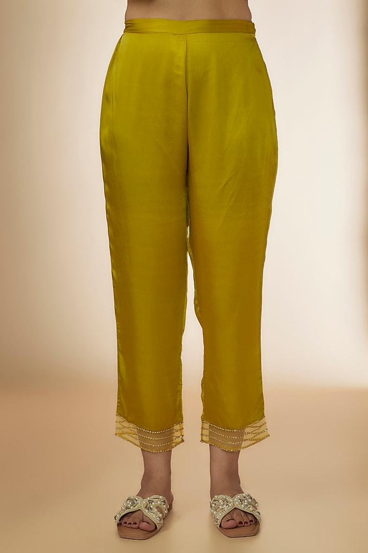 Citrine Yellow Silk Sequins Embroidered Kurta Set by One not two at Pernia's Pop Up Shop