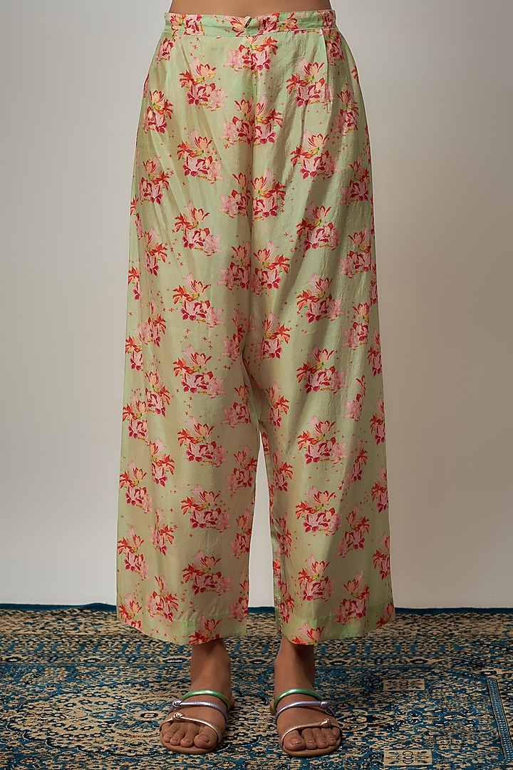 Mist Green Viscose Floral Printed Kurta Set by One not two at Pernia's Pop Up Shop