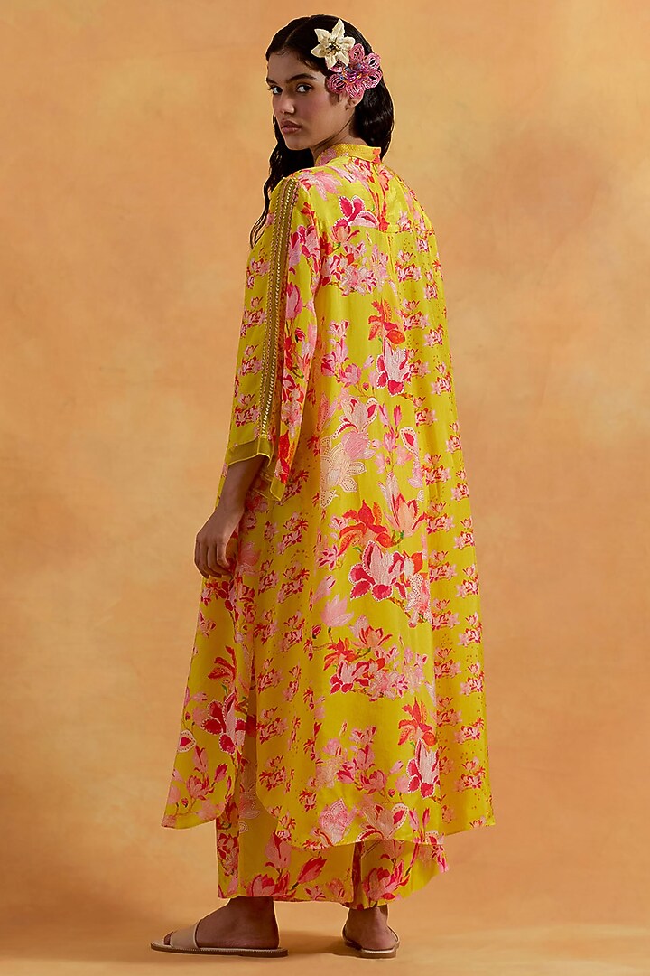 Mango Yellow Viscose Silk Sequins Embroidered Tunic Set by One not two at Pernia's Pop Up Shop