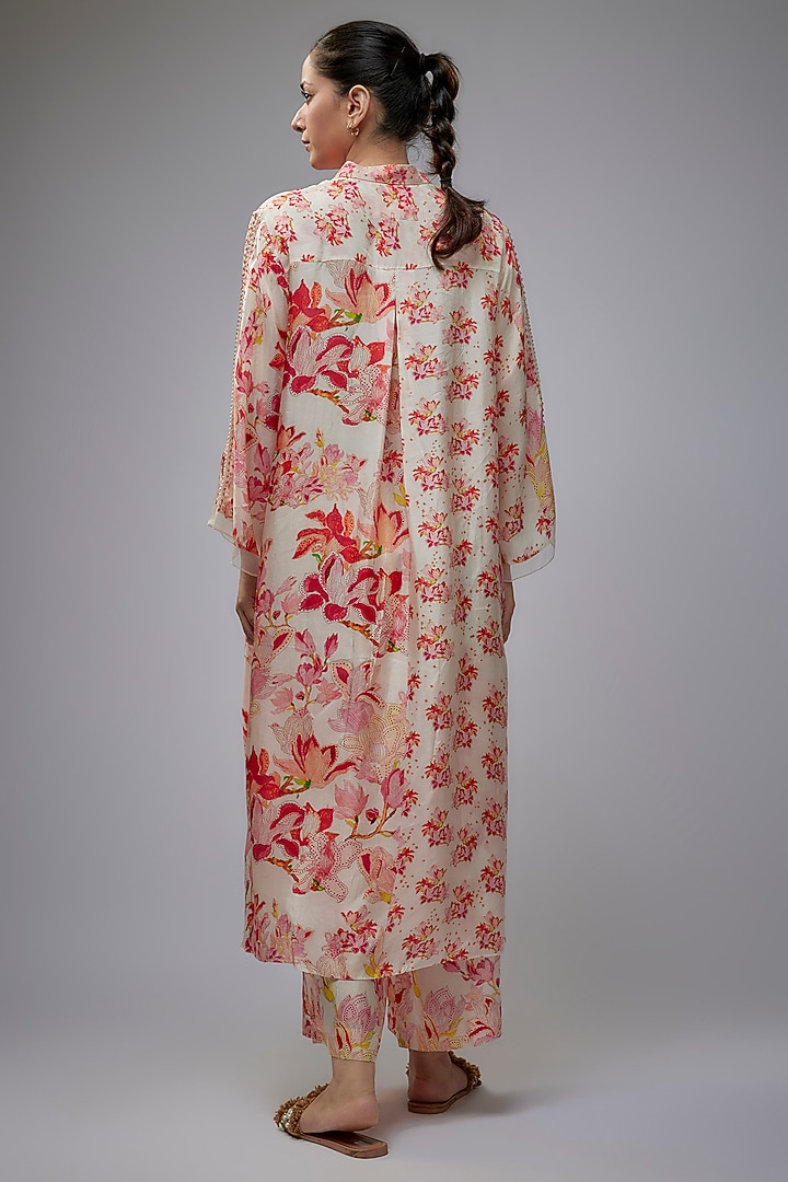 Ecru Viscose Silk Printed Co-Ord Set by One not two at Pernia's Pop Up Shop