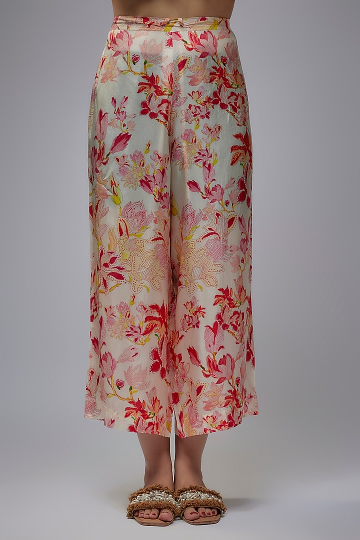 Ecru Viscose Silk Printed Co-Ord Set by One not two at Pernia's Pop Up Shop