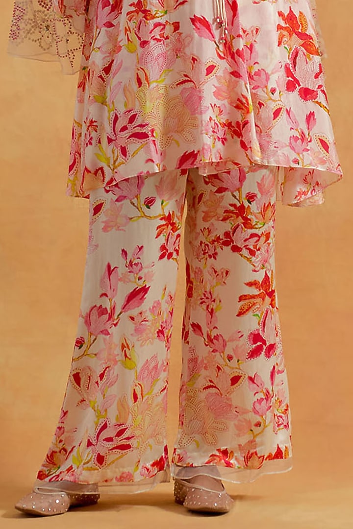 Ecru Silk & Satin Sequin Embroidered Co-Ord Set by One not two at Pernia's Pop Up Shop