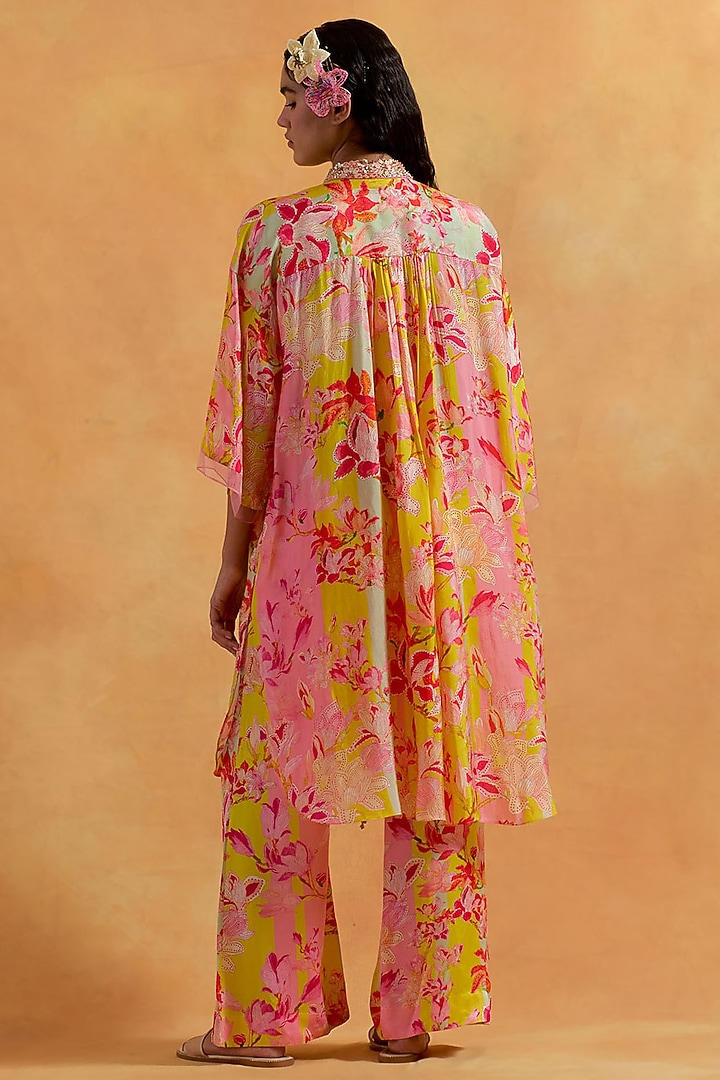 Peach Viscose Silk Sequins Embroidered Co-Ord Set by One not two at Pernia's Pop Up Shop