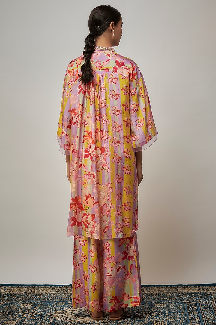 Lavender Viscose Silk Printed Co-Ord Set by One not two at Pernia's Pop Up Shop