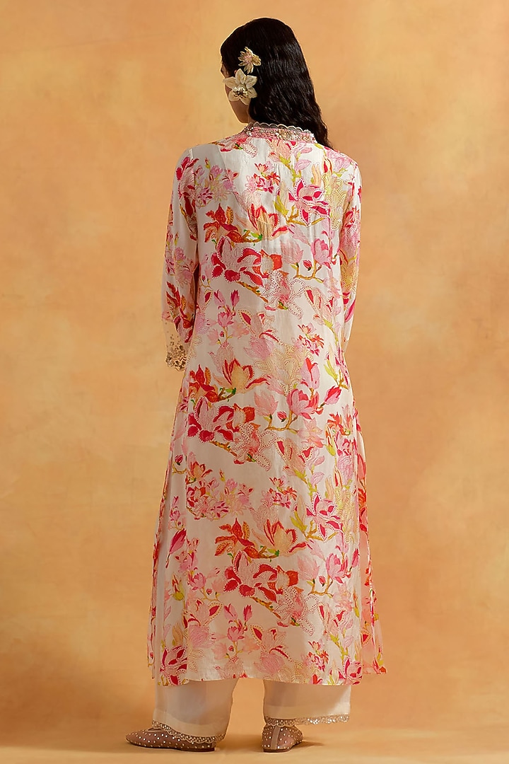 Ecru Viscose Silk Sequin Embroidered Kurta Set by One not two at Pernia's Pop Up Shop