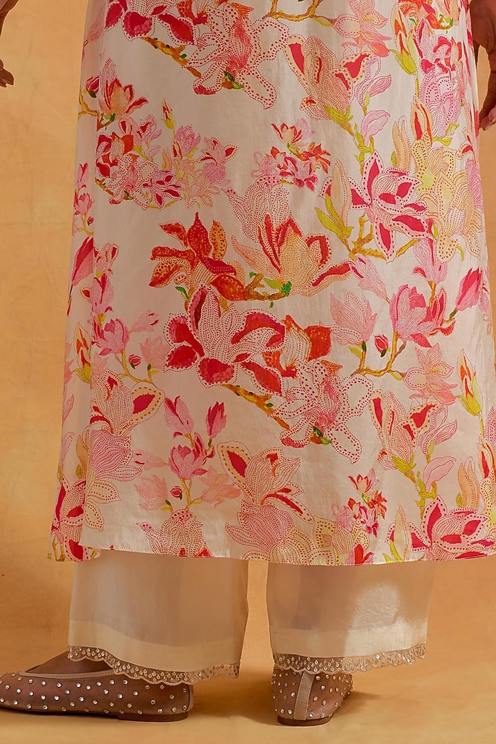 Ecru Viscose Silk Sequin Embroidered Kurta Set by One not two at Pernia's Pop Up Shop