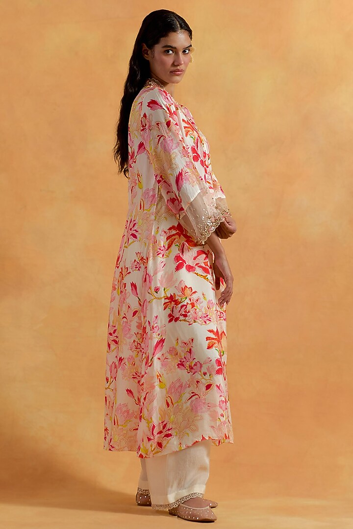 Ecru Viscose Silk Sequin Embroidered Kurta Set by One not two at Pernia's Pop Up Shop