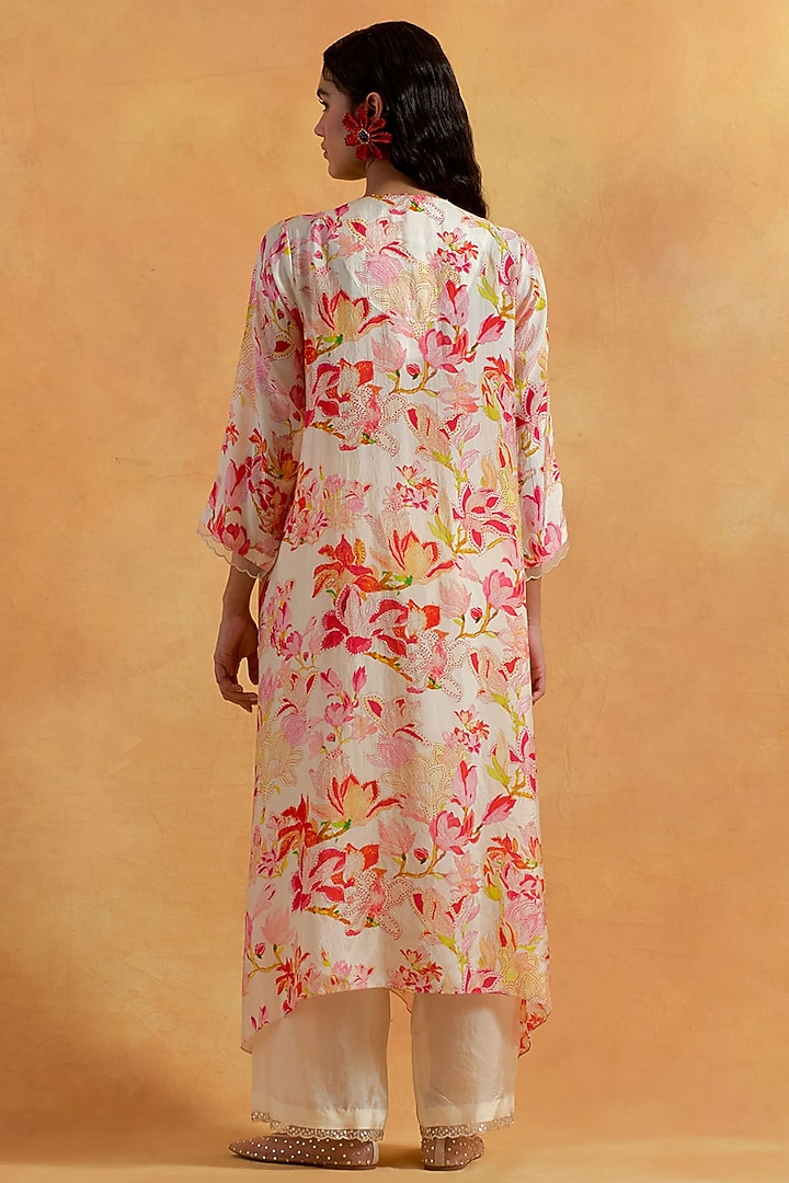 Ecru Viscose Silk Sequin Embroidered Kurta Set by One not two at Pernia's Pop Up Shop