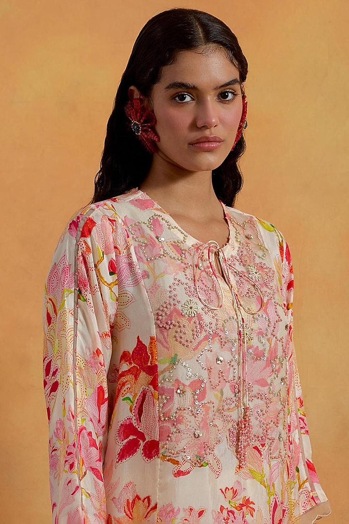 Ecru Viscose Silk Sequin Embroidered Kurta Set by One not two at Pernia's Pop Up Shop