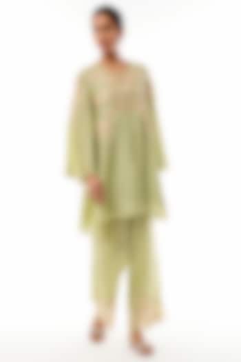 Mist Silk Floral Applique Embroidered Co-Ord Set by One not two at Pernia's Pop Up Shop